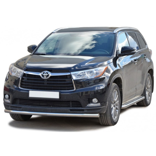 Защита порогов с алюминиевым листом (d63,5) для Toyota Highlander (2014-2015) купить в интернет-магазине tuning63